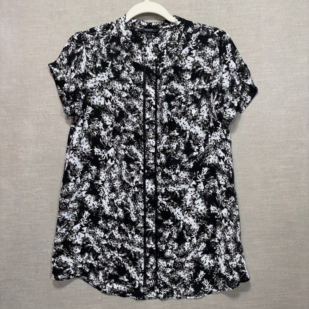 Simply Vera Wang Abstract Print‎ Shirt Dress S Artsy Chic Romantic Soft Modern